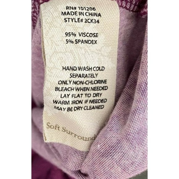 Soft Surroundings Purple Dress Midi Boho Flowy Viscose Short Sleeve Large 2CK34 - Picture 10 of 10